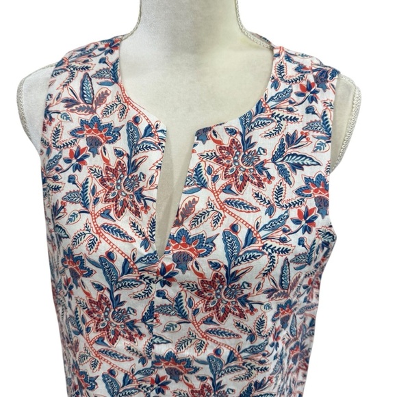 J. McLaughlin Rue Coral/Blue Linen Floral Sleeveless Shift Dress Medium NEW $218 - Picture 4 of 16